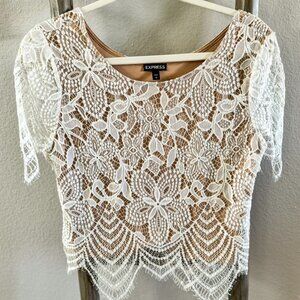 Express cream lace top size S